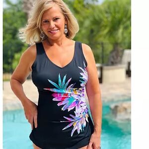 New Kim Gravel Swimsuits For All Sarong Front Swimsuit Maui Sz 12